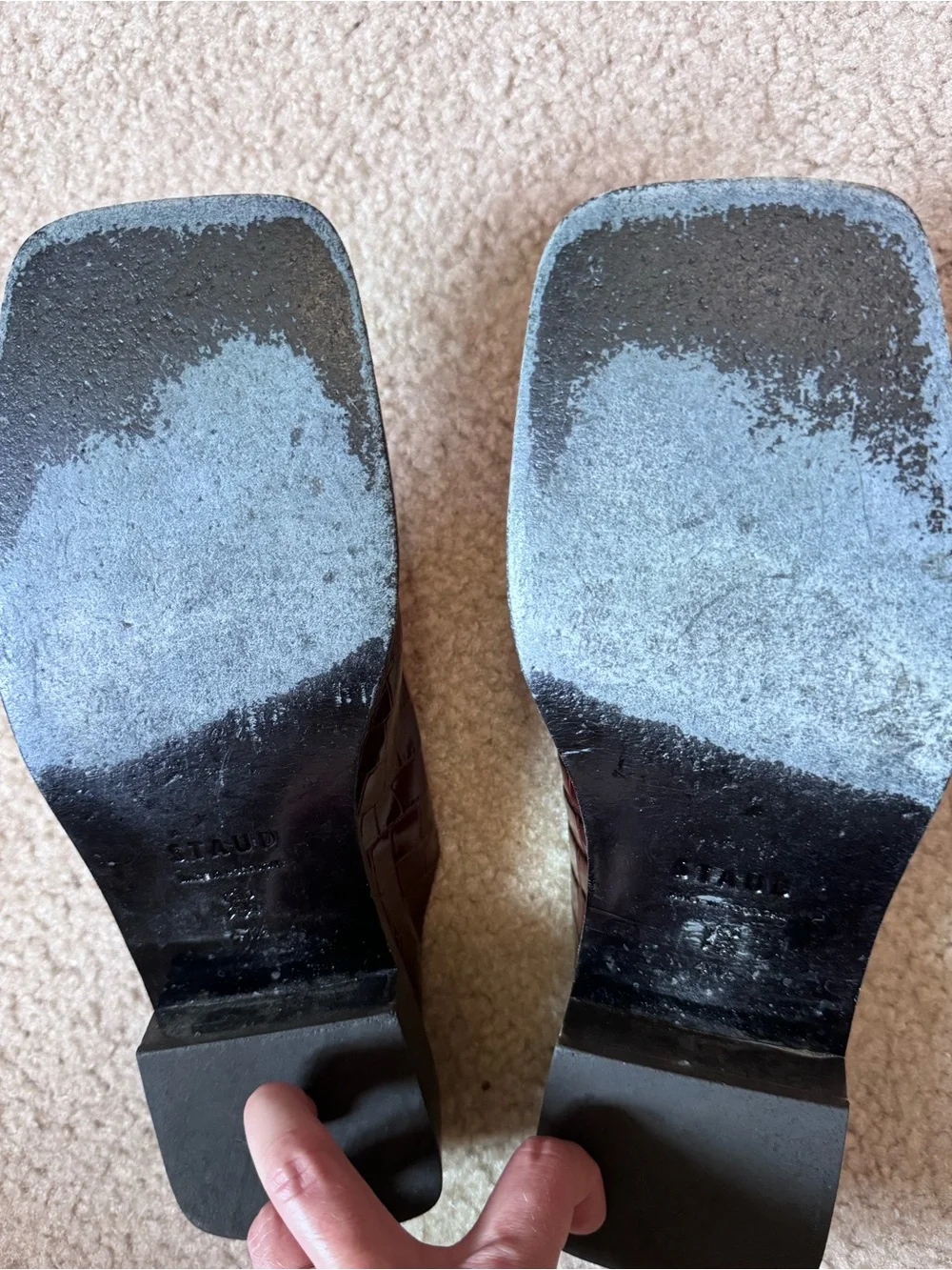 Staud Croc-embossed mules - EU 41.5
